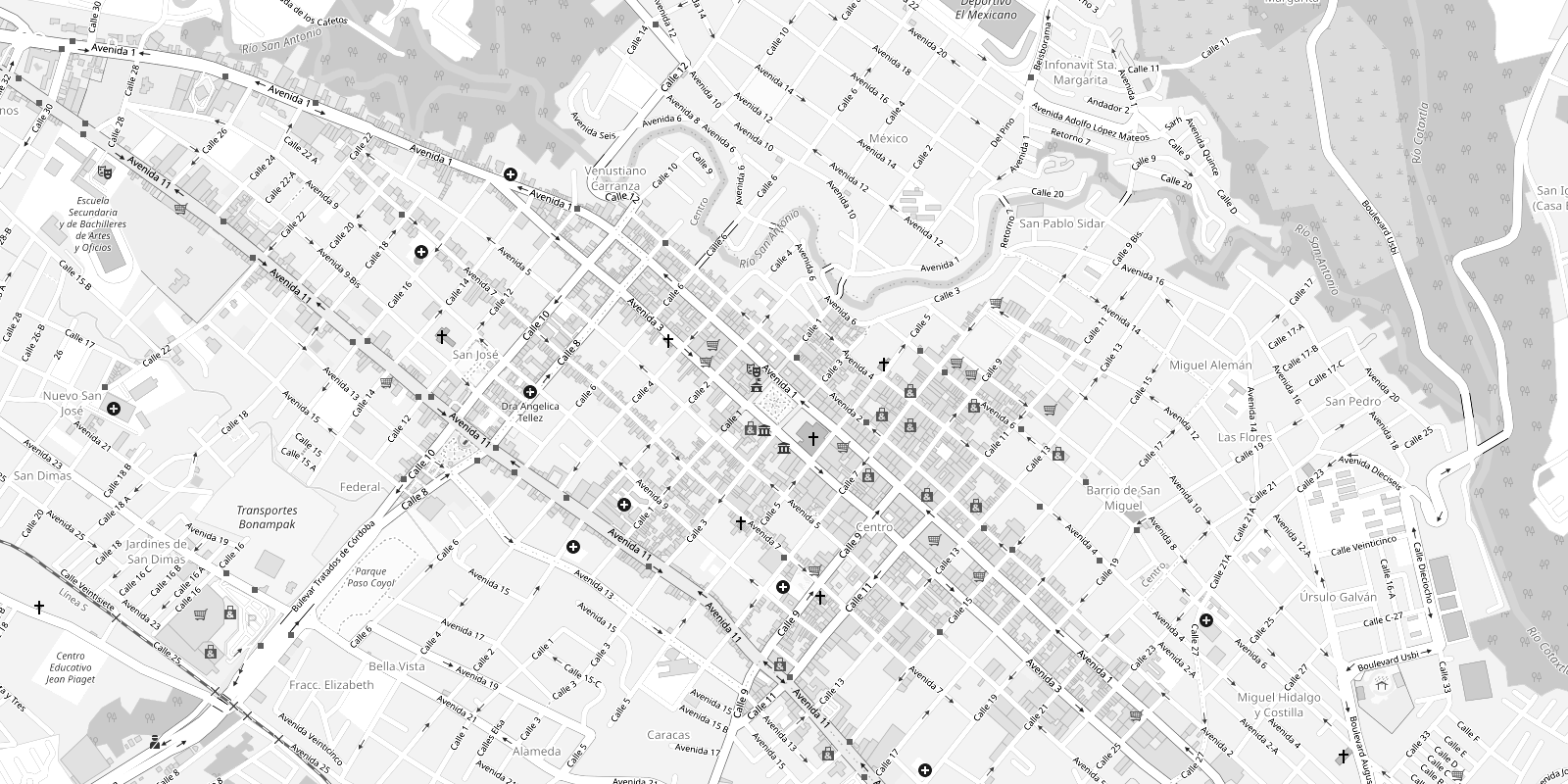 Mapa de Córdoba, Veracruz
